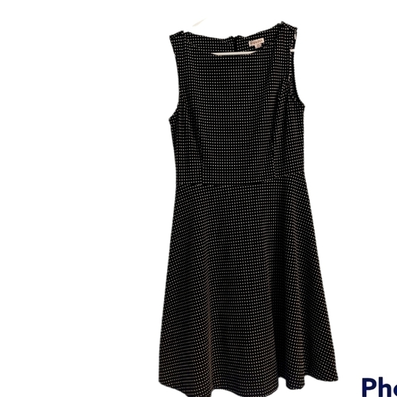 WMN'S MERONA Hgh Nck Blk & Wht Polka Dot F&F Dress - Sz S - Picture 1 of 5